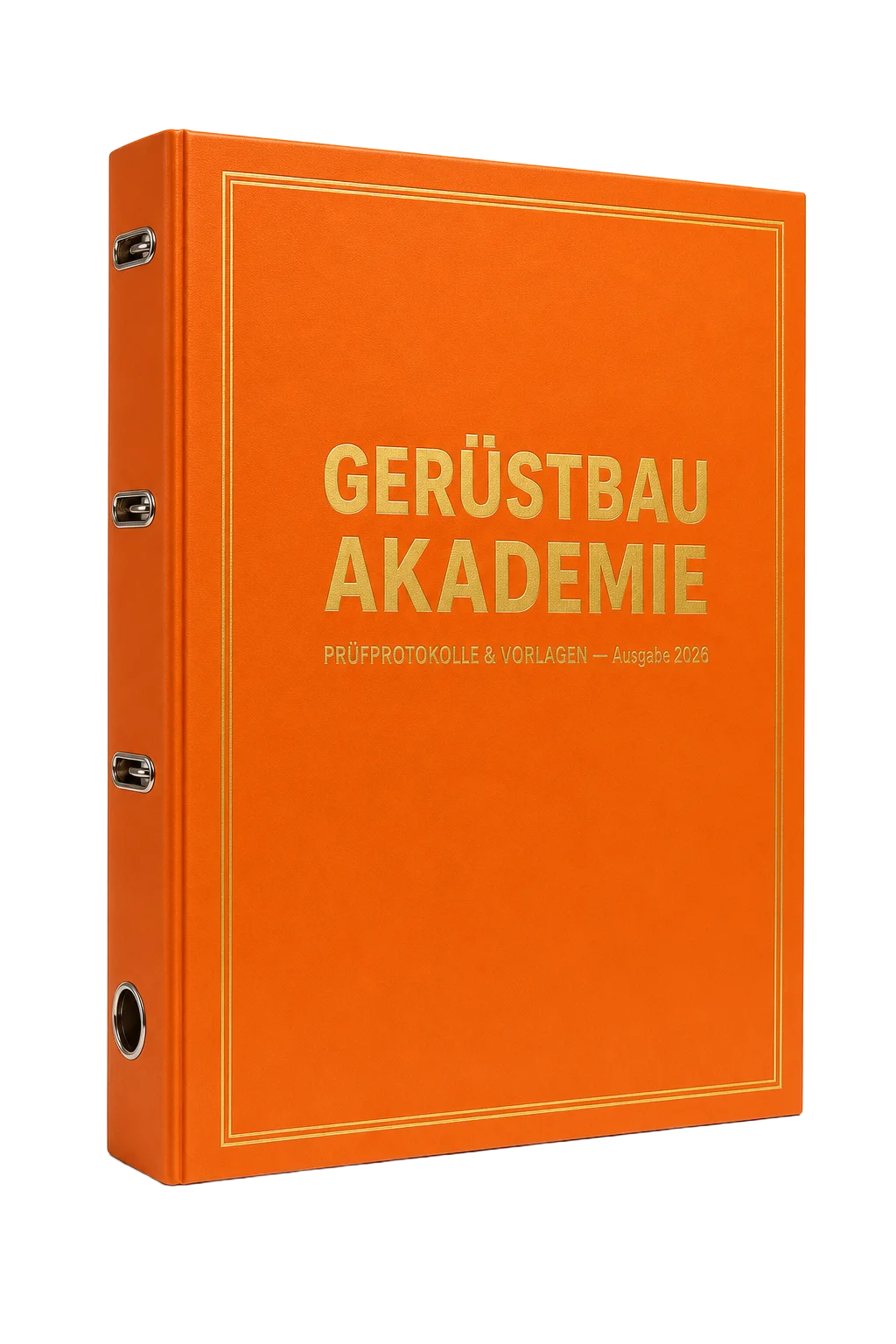 Oranger Ringbuch-Ordner Gerüstbau Akademie Prüfprotokolle 2026